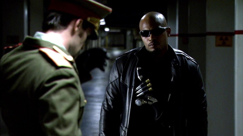 Sticky Fingaz's Blade staring at the guard on Blade: The Series