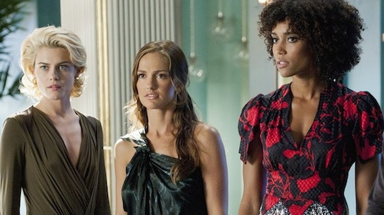 Rachel Taylor as Abby, Minka Kelly as Eve, and Annie Ilonzeh as Kate in Charlie's Angels