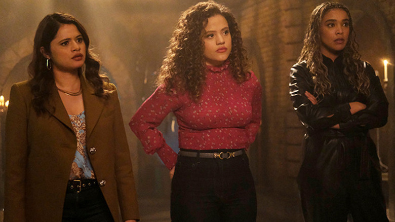 Melonie Diaz as Mel, Sarah Jeffrey as Maggie, and Lucy Barrett as Kaela in Charmed