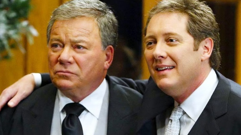 Alan Shore (James Spader) puts an arm around Denny Crane (William Shatner) on Boston Legal