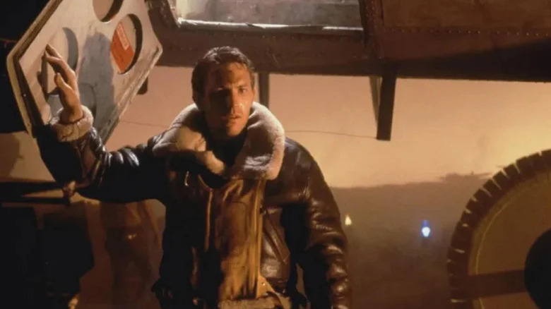 Kevin Costner's Captain wearing a pilot's leather jacket on Amazing Stories