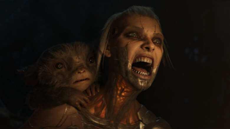 Little Nose for Profits hanging on the back of Rose on Love, Death + Robots