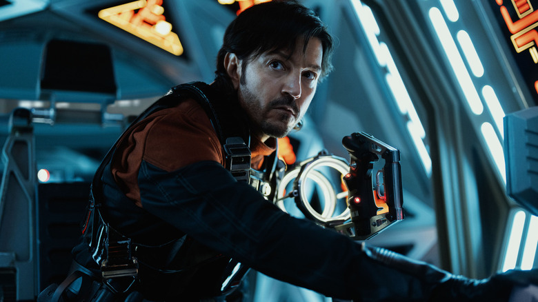 Cassian Andor (Diego Luna) sits in a pilot seat in Andor