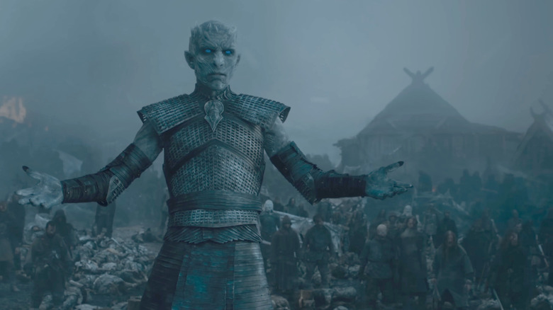 Vladimir Furdik as the Night King raises his hands in Game of Thrones