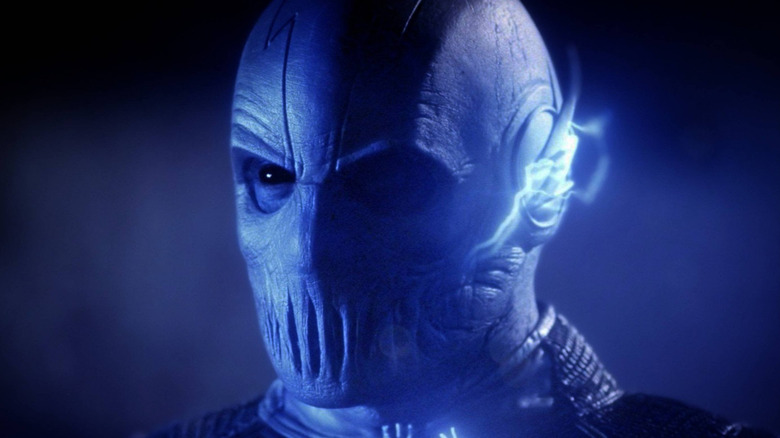 Zoom (Teddy Sears) with blue lightning on The Flash