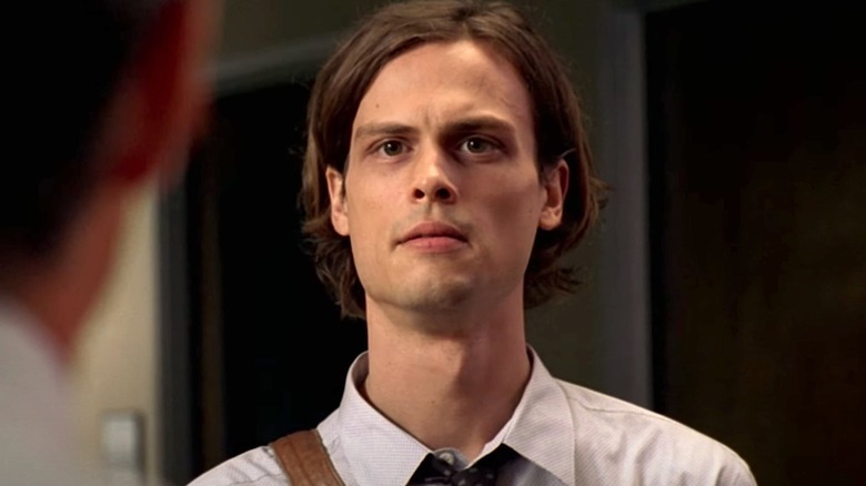 Spencer Reid (Matthew Gray Gubler) stares intently on Criminal Minds