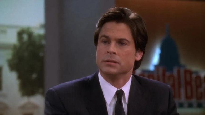 Sam Seaborn (Rob Lowe) appears on a political talk show on The West Wing