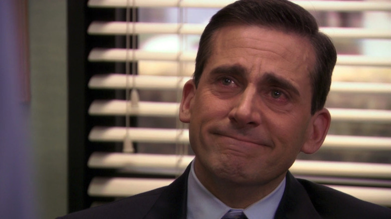 Michael Scott (Steve Carell) smiles tearfully on The Office (2005)