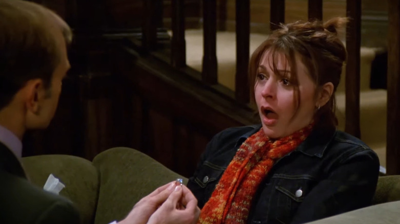 Niles Crane (David Hyde Pierce) proposing to Daphne Moon (Jane Leeves) in Frasier