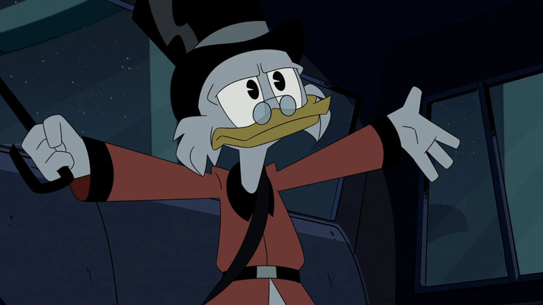 Scrooge McDuck with his arms outstretched in DuckTales