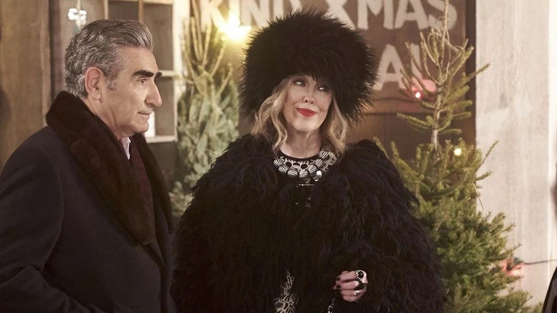 Johnny Rose (Eugene Levy) and Moira Rose (Catherine O'Hara) celebrate the holidays in Schitt's Creek