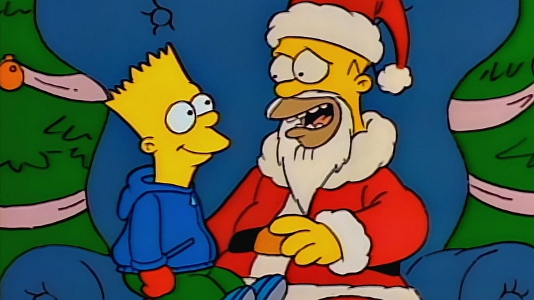 Bart sits on Homer's lap in The Simpsons