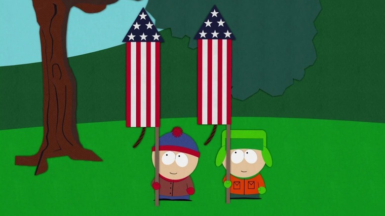 Stan and Kyle hold fireworks in South Park.