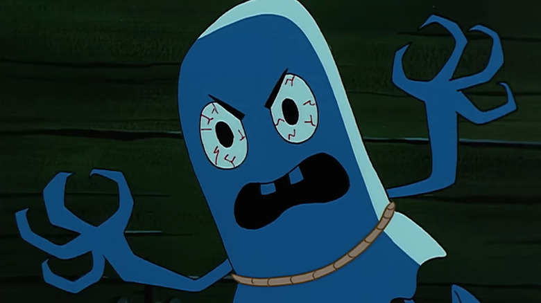 SpongeBob SquarePants, in costume as a ghost in SpongeBob SquarePants.