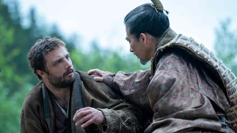 John Blackthorne being comforted by Torunaga in Shōgun
