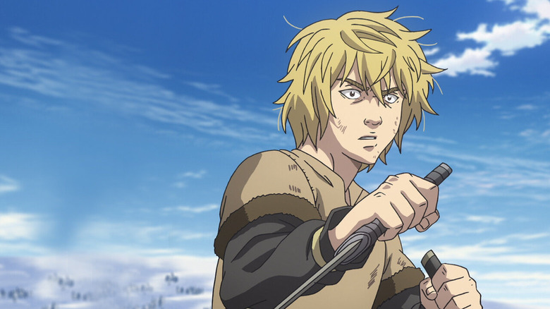 Thorfinn dual-wielding daggers in Vinland Saga