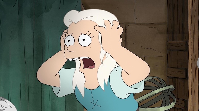 Bean (Abbi Jacobson) screams in shock in Disenchantment