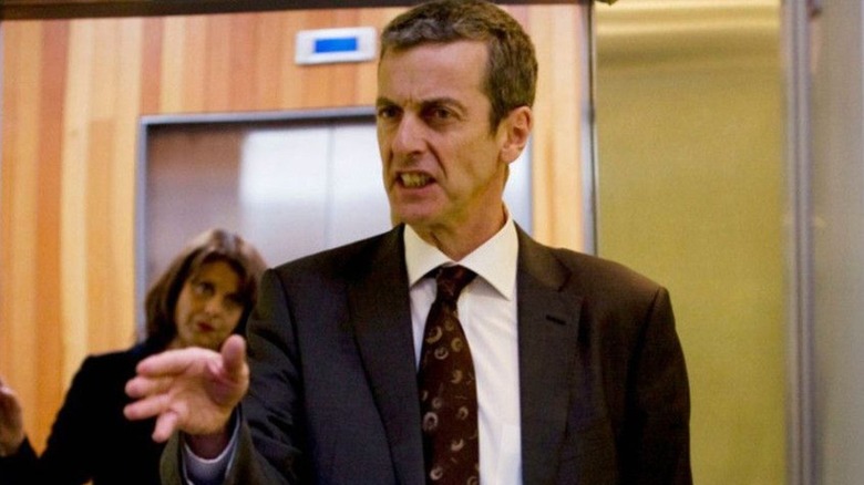 Peter Capaldi as Malcolm Tucker, yelling at someone in The Thick of It.