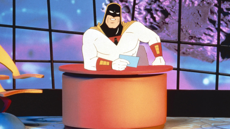 Space Ghost at his talk show desk for Space Ghost: Coast to Coast