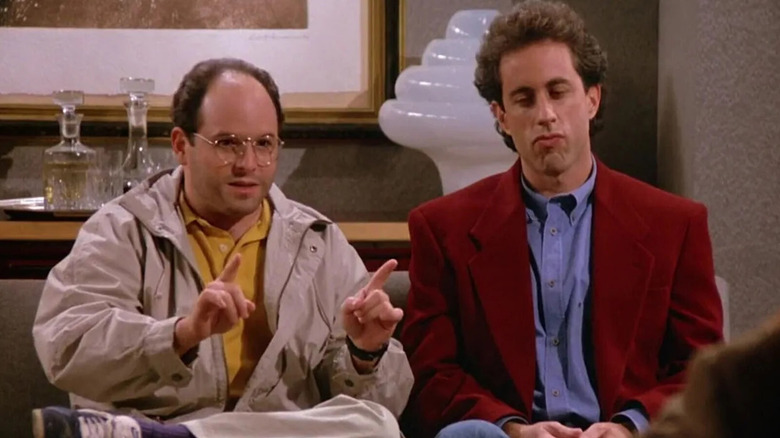 George (Jason Alexander) and Jerry (Jerry Seinfeld) pitch a show in Seinfeld