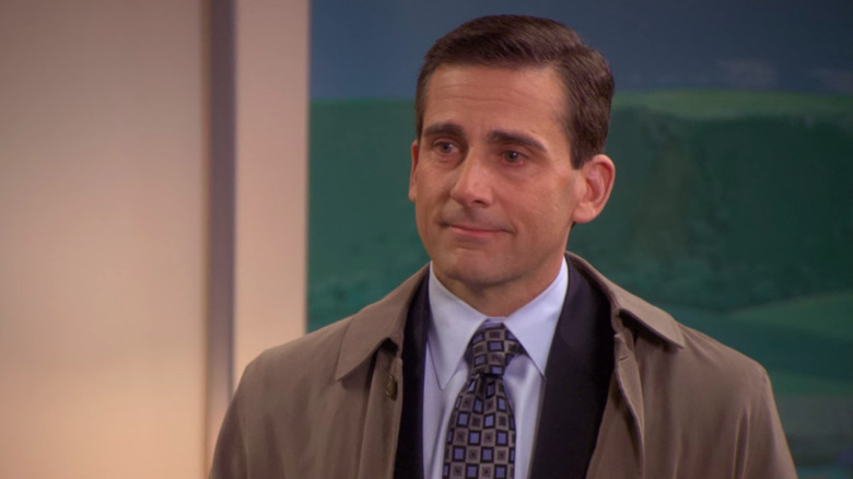 Steve Carrell as Michael Scott begins to cry on The Office.