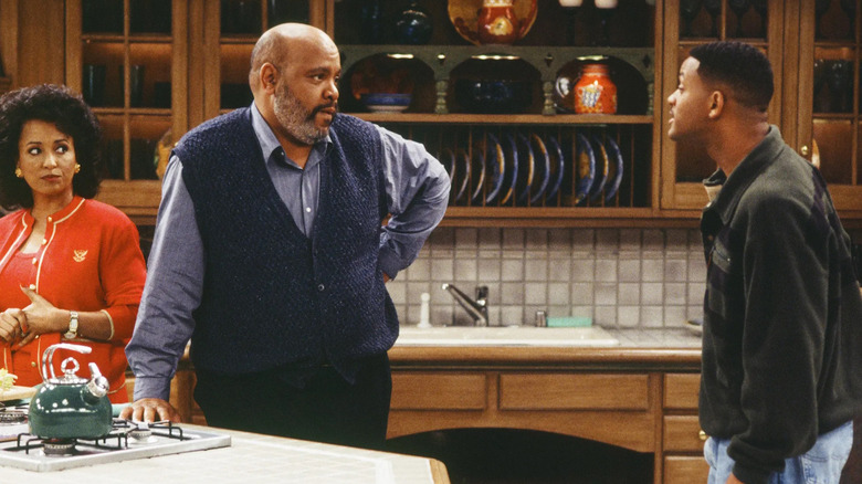 Uncle Phil staring down Will while Aunt Vivian looks on in The Fresh Prince of Bel-Air