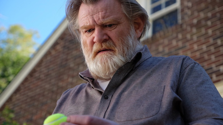 Brendan Gleeson as Bill Hodges looks at a tennis ball in Mr. Mercedes