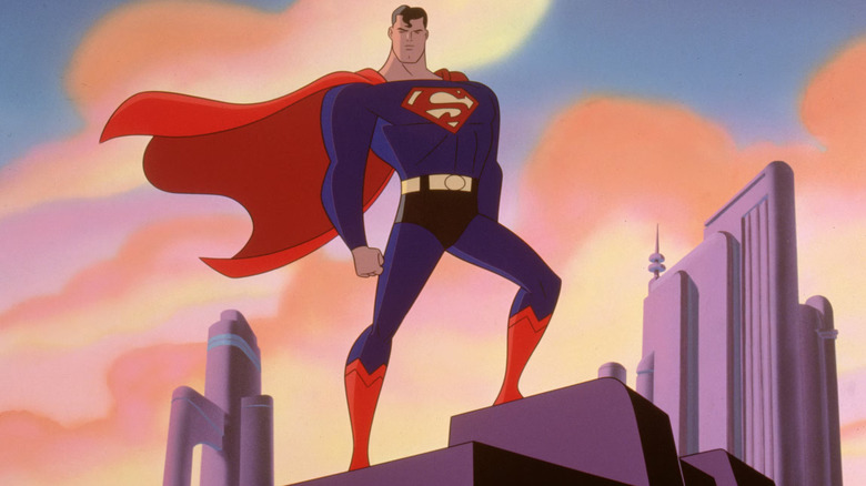 Superman posing heroically in Superman: The Animated Series