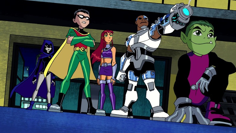 The Teen Titans standing together in Teen Titans