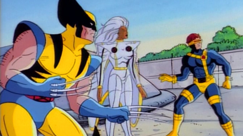 Wolverine, Storm, and Cyclops grouped up together in X-Men: The Animated Series
