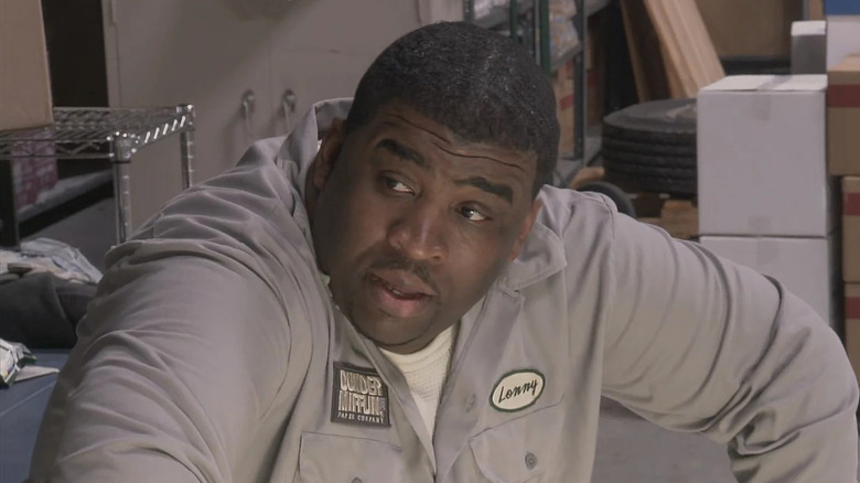 Patrice O'Neal as Lonny, sitting in the warehouse in "The Office."