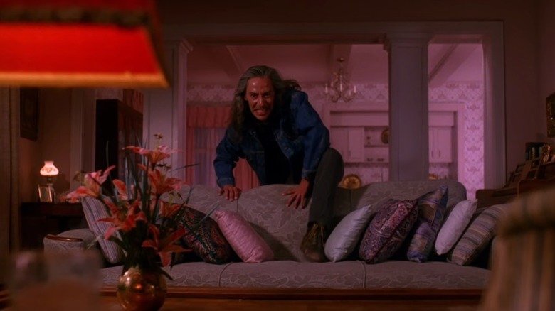 Bob (Frank Silva) climbing over the couch on Twin Peaks S2E2