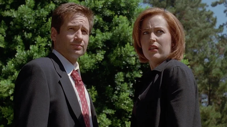 David Duchovny as Fox Mulder and Gillian Anderson as Dana Scully in The X-Files