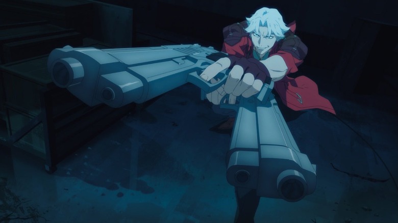 Dante wields twin pistols with a smile in Devil May Cry.
