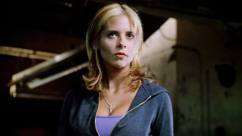 Buffy looks intense in Buffy the Vampire Slayer