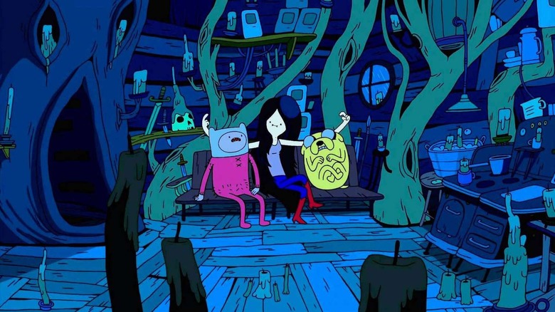 Finn and Jake sit with Marceline in Adventure Time