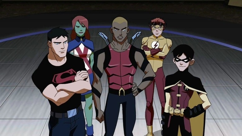 Members of the Young Justice League stand together in Young Justice.