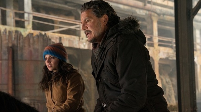 Dina (Isabela Merced) and Joel (Pedro Pascal) riding horses on "The Last of Us."