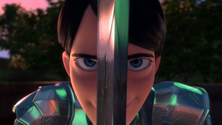 Jim/Trollhunter (Anton Yelchin, Emile Hirsch) takes his sword in Trollhunters: Tales of Arcadia