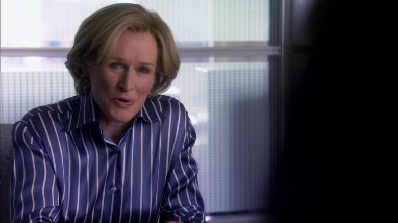 Patty Hewes talks to a client in "Damages"