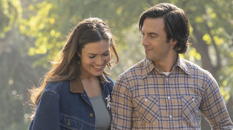 Jack and Rebecca walk together in "This Is Us"