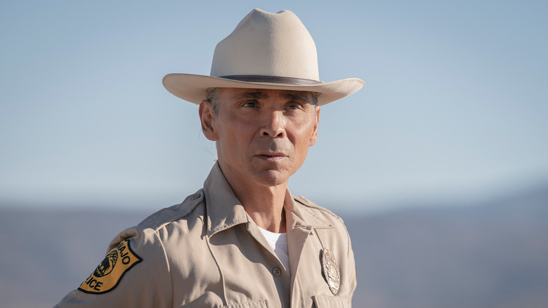 Zahn McClarnon as Joe Leaphorn looks intense in Dark Winds