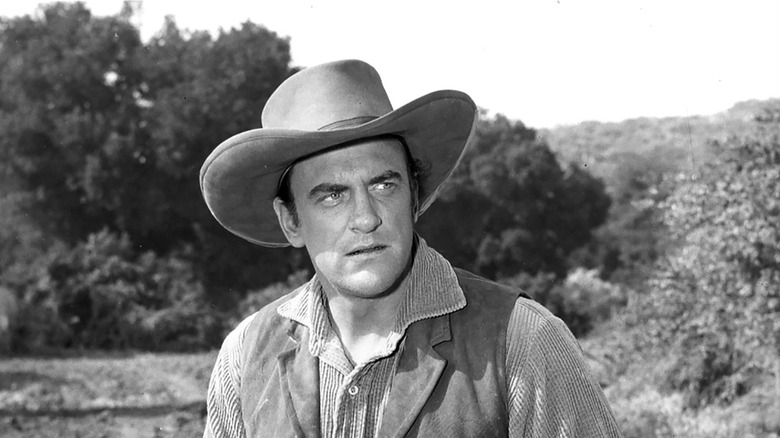 James Arness as U.S. Marshal Matt Dillon looks intense in Gunsmoke