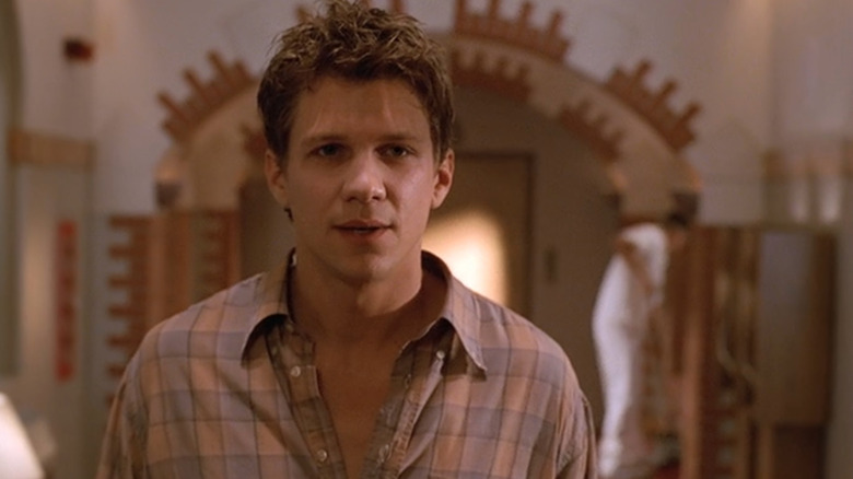 Marc Blucas as Riley looking sickly at Sunnydale College in "Buffy the Vampire Slayer."