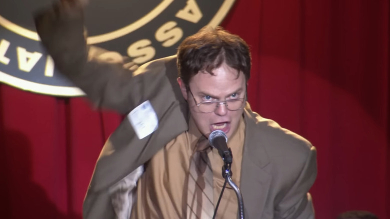 Rainn Wilson as Dwight Schrute yells on The Office