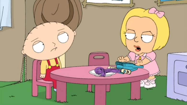 Stewie and Olivia play house in Family Guy Season 5 Episode 7 Chick Cancer