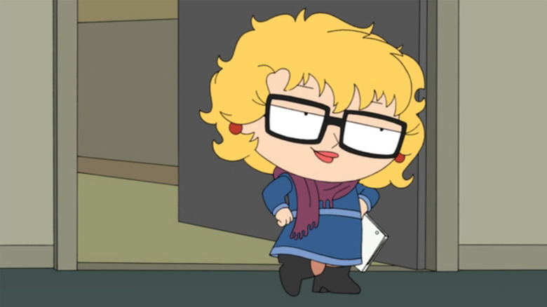 Stewie disguises himself as Karina Smirnoff in Family Guy Season 8 Episode 13 Go Stewie Go