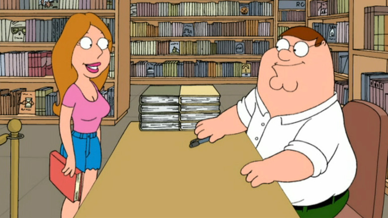 Peter signs copies of his erotic novel in Family Guy Season 4 Episode 24 Peterotica