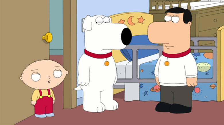 Stewie and Brian meet a human Brian in Family Guy Season 8 Episode 1 Road to the Multiverse