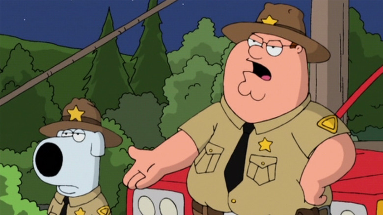 Peter becomes a sheriff in Family Guy Season 3 Episode 12 To Love And Die In Dixie